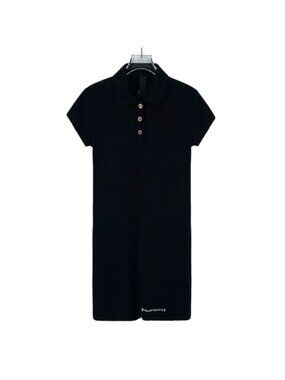 Chrome Hearts Black Sanskrit Print Polo Short-Sleeve Dress